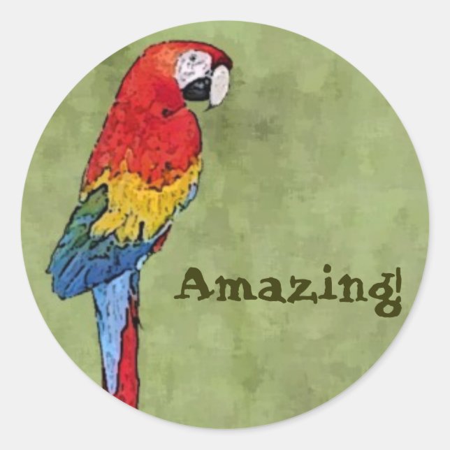 AMAZING motivational Sticker with red parrot (Front)