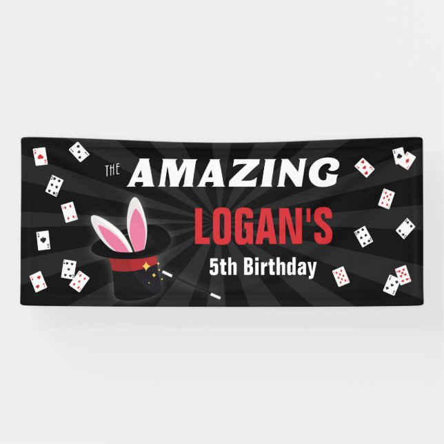 Amazing Name Magician Birthday, Any Age Party Banner (Horizontal)
