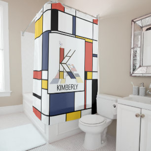 Amazing Neoplasticism Art Monogram. Letter K Shower Curtain