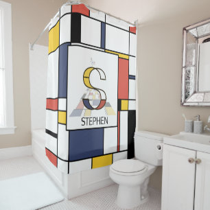 Amazing Neoplasticism Art Monogram. Letter S Shower Curtain