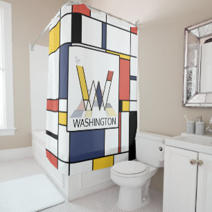 Amazing Neoplasticism Art Monogram. Letter W Shower Curtain