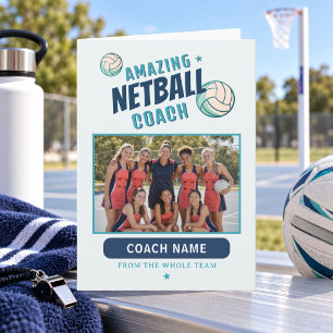 Amazing Netball Coach Personalised Name Photo Thank You Card