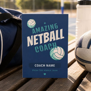 Amazing Netball Coach Personalised Name Thank You Card