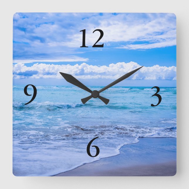 amazing ocean waves square wall clock (Front)