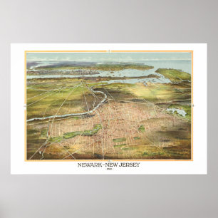 Amazing old map of Newark, New Jersey from 1916 Poster