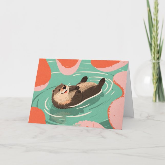 Amazing Otter Animal Greeting Card (Front)