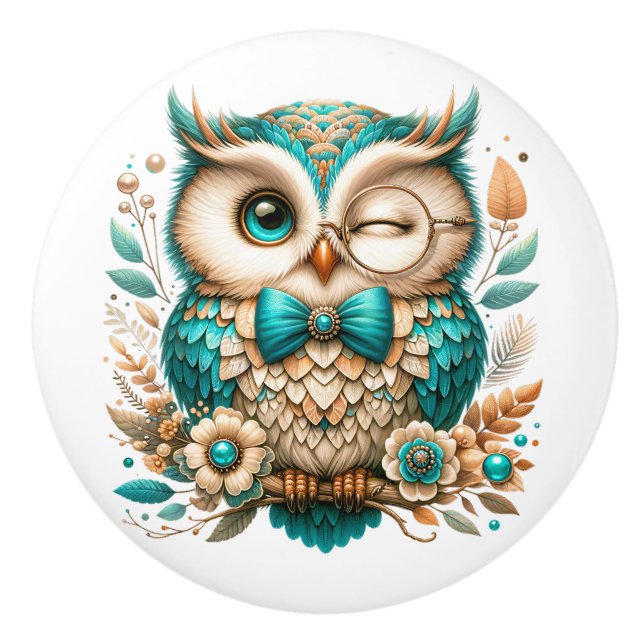 AMAZING OWLS CERAMIC KNOB (Front)