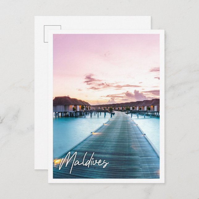 Amazing panorama beach maldives sunset postcard (Front/Back)