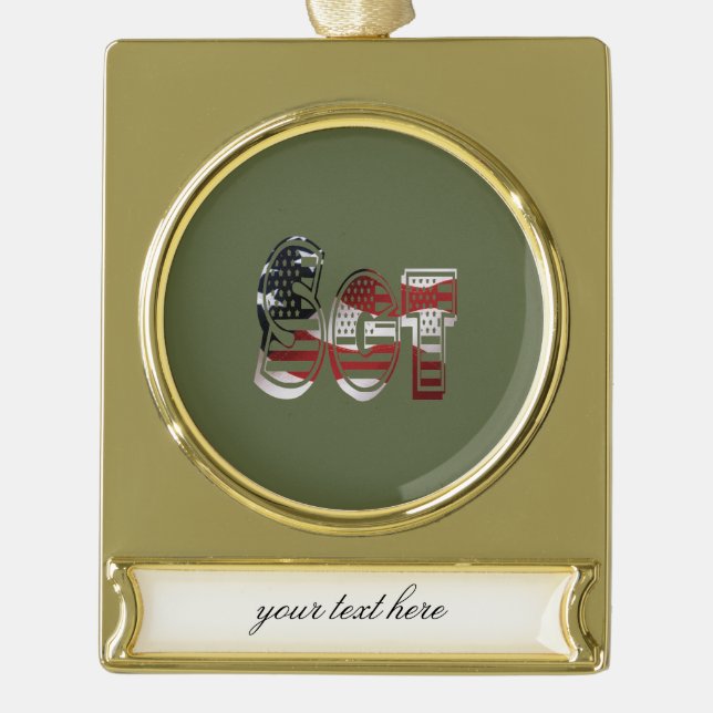 Amazing Patriotic Military Unique Gold Plated Banner Ornament (Front)