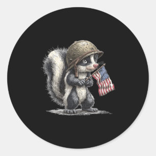Amazing Patriotic Skunk Costume For Soldier Lovers Classic Round Sticker
