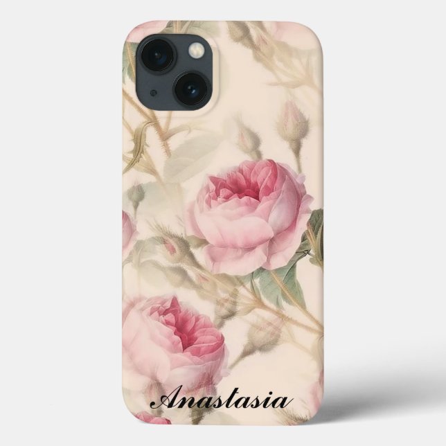 Amazing Pink Roses with your name Case-Mate iPhone Case (Back)