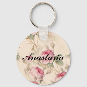 Amazing Pink Roses with your name Key Ring