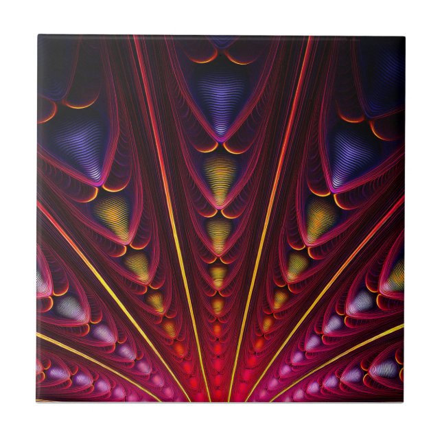 Amazing Pink Yellow Black Fractal Tile (Front)