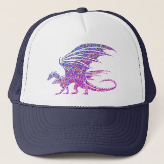Amazing Purple Mosaic Dragon on white Trucker Hat