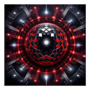 Amazing Red/Black Checkered Mandelbrot Starbursts Poster
