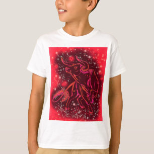 Amazing Red Neon Bull Running Kids T-Shirt
