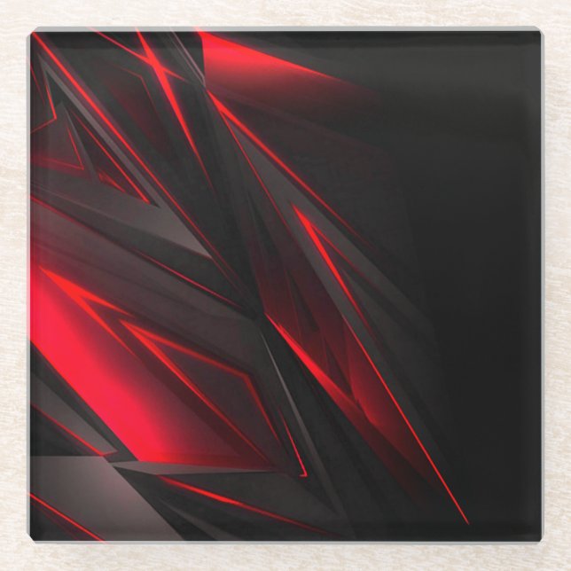 Amazing Red to the Point Abstract Design  Glass Coaster (Front)