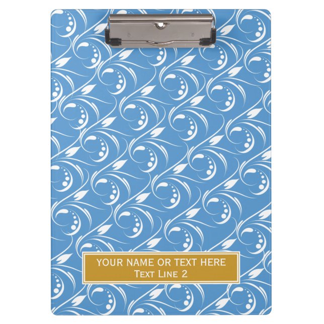 Amazing Regatta Blue and White Floral Pattern Clipboard (Front)