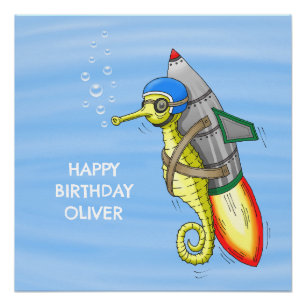 Amazing Rocket Seahorse Poster