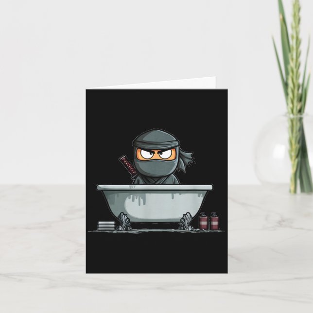 Amazing Samurai Ninja in Bathtube Graphic Card (Front)