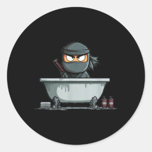 Amazing Samurai Ninja in Bathtube Graphic Classic Round Sticker