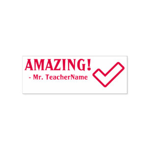 "AMAZING!" + School Teacher Name Rubber Stamp