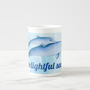 Amazing sea with dolphins bone china mug