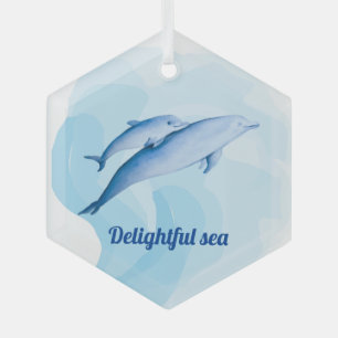 Amazing sea with dolphins glass tree decoration
