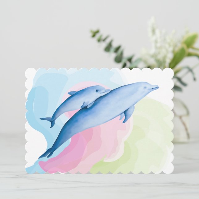 Amazing sea with dolphins invitation (Standing Front)