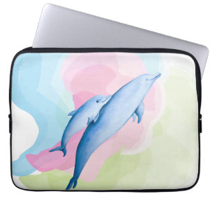 Amazing sea with dolphins laptop sleeve