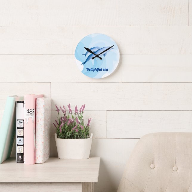 Amazing sea with dolphins round clock (Reading Room)