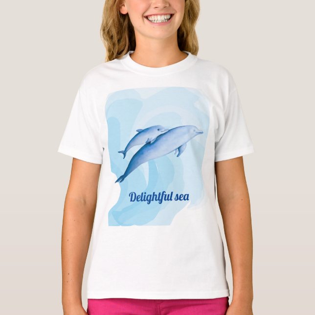 Amazing sea with dolphins T-Shirt (Front)