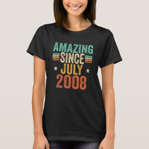 Amazing Since July 2008 15 Years Old 15th Birthday T-Shirt