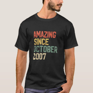 Amazing Since October 2007 14th Birthday 14 Year O T-Shirt