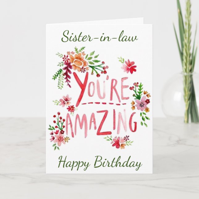 AMAZING SISTER-IN-LAW ON YOUR BIRTHDAY Card (Front)