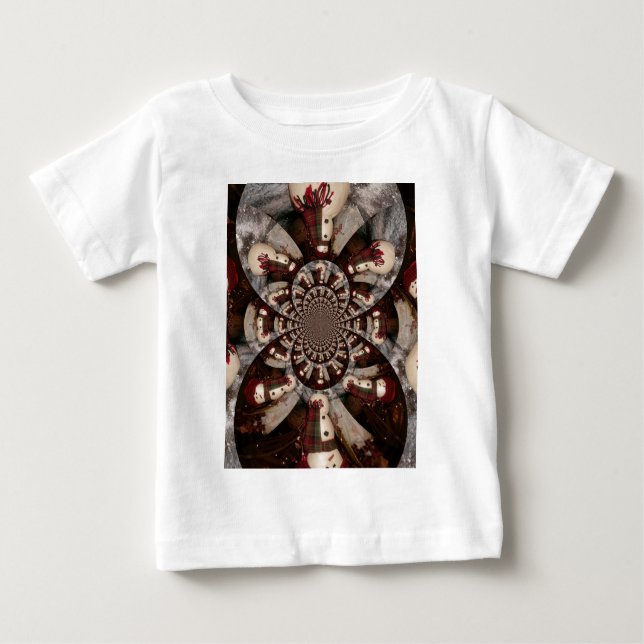 Amazing Snowman Kaleidoscope Pattern Art Design Baby T-Shirt (Front)