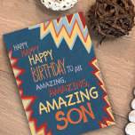 Amazing Son Birthday Modern Inspirivity Card<br><div class="desc">A fun modern card to send to your Amazing son!! The bright colours and fun trendy artwork will put him in the birthday spirit.. To see more of my daily inspirational artwork check out Inspirivity on Facebook or Instagram.</div>
