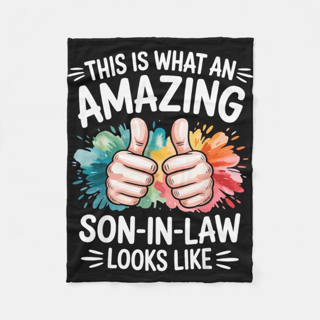 Amazing son in law present funny dad husband fleece blanket (Front)