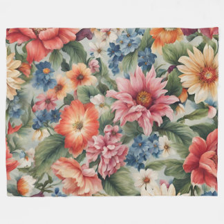 Amazing Sophisticated Colourful Summer Flowers Fleece Blanket
