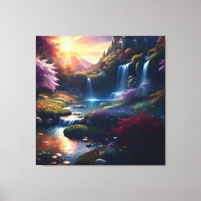 Amazing Splendour Waterfall Autumn Landscape 1 Canvas Print (Front)
