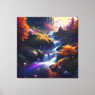 Amazing Splendour Waterfall Autumn Landscape 6 Canvas Print