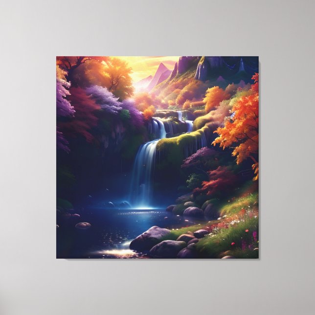 Amazing Splendour Waterfall Autumn Landscape 7 Canvas Print (Front)