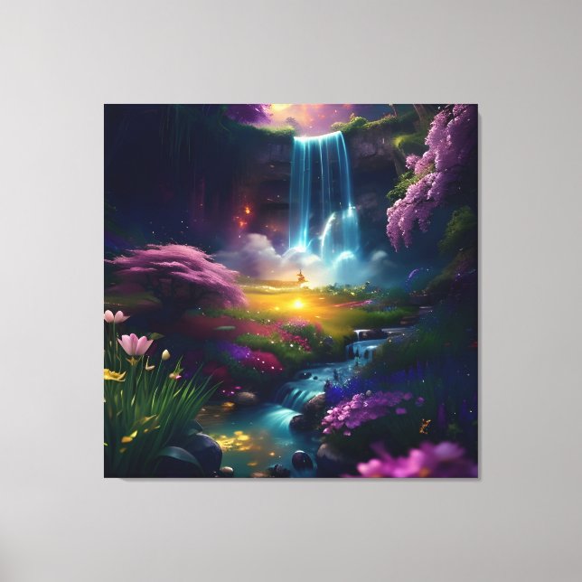 Amazing Splendour Waterfall Landscape 3 Canvas Print (Front)