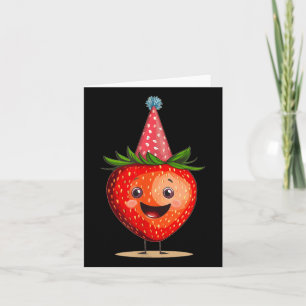 Amazing Strawberry With Celebration Hat For Party Card