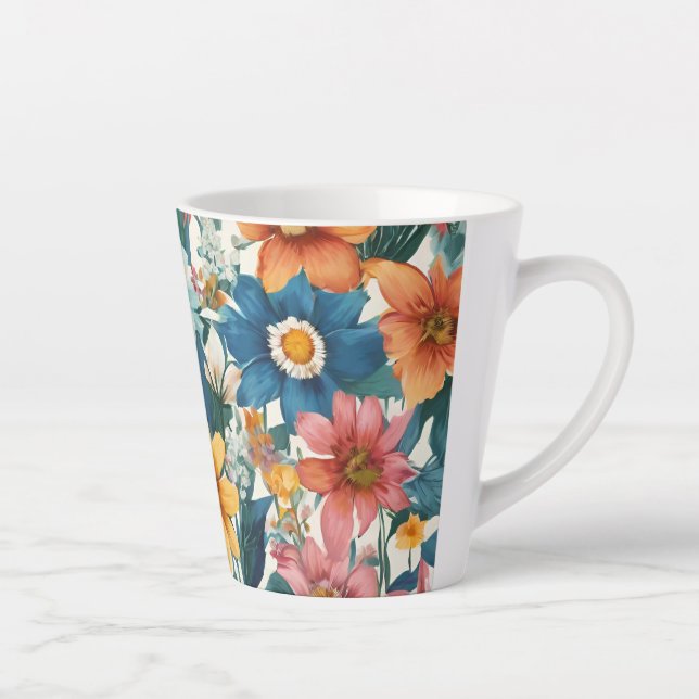 Amazing Summer Cute Colourful Flowers Latte Mug (Right)