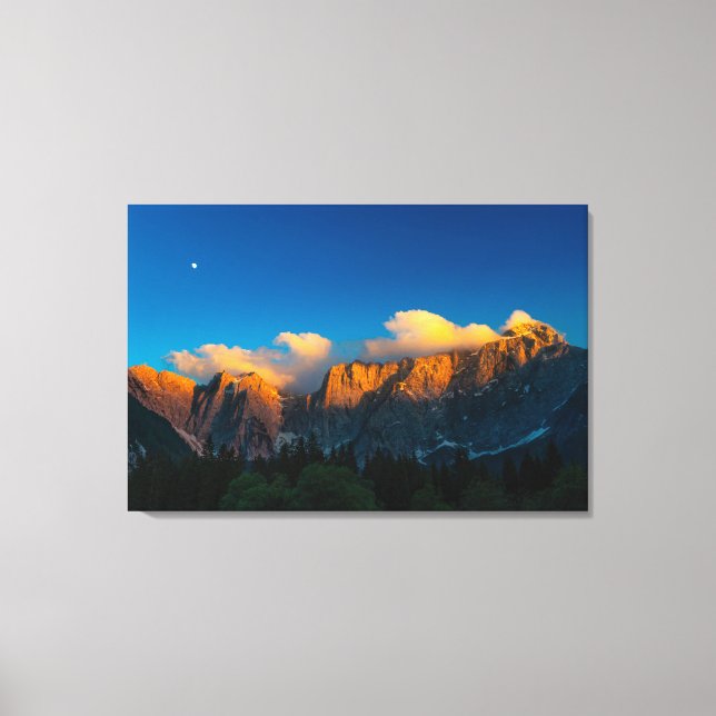 Amazing sunset at lago Di Fusine, Italy Canvas Print (Front)