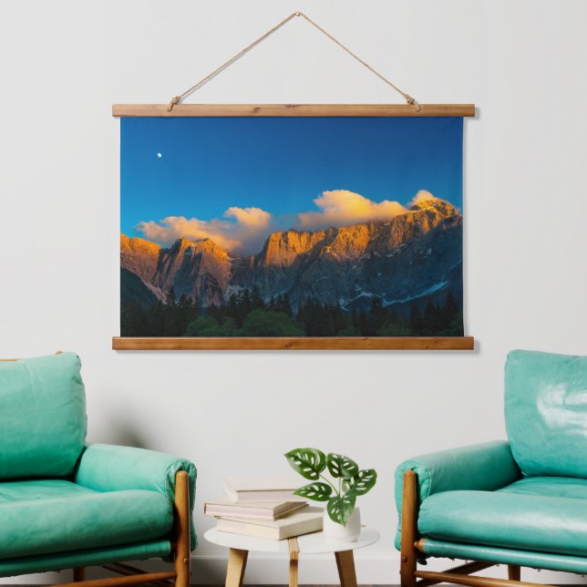 Amazing sunset at lago Di Fusine, Italy Hanging Tapestry (Living Room)