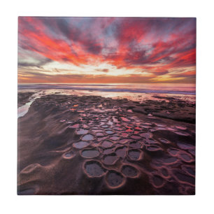 Amazing sunset at the tide pools tile