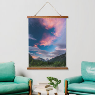 Amazing sunset clouds over mountain Mangart Hanging Tapestry