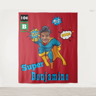 Amazing Superhero Birthday Photo Perfect Kids  Tapestry